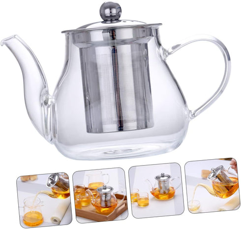 1 Set Teapot Loose Leaf Tea Pots Water Pitcher Loose Leaf Tea Maker Water Boiler Tea Infuser Kettle Tea Kettles Glass Tea Pot Handheld Water Jug S...