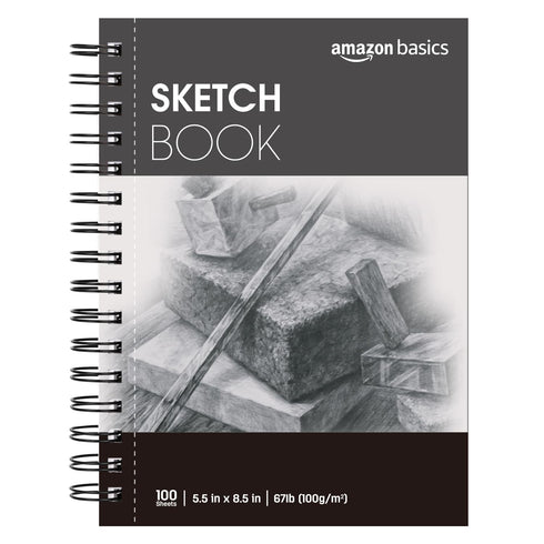 Amazon Basics Sketch Pad, 5.5"x8.5", 67 lb. / 100 gsm, 100 Sheets, White...