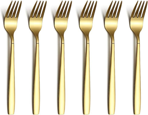 Berglander Gold Tea Fork, Stainless Steel Cake Fork Dessert Fork With Titanium Gold Plating 6.5 Inches Forks Pack of 6...