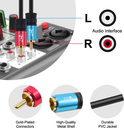 SHD RCA to 2RCA Subwoofer Cable Audio Cable 2RCA to 1RCA Bi-Directional RCA Y Adapter Premium Sound Quality Dual Shielded with Gold Plated Connect...