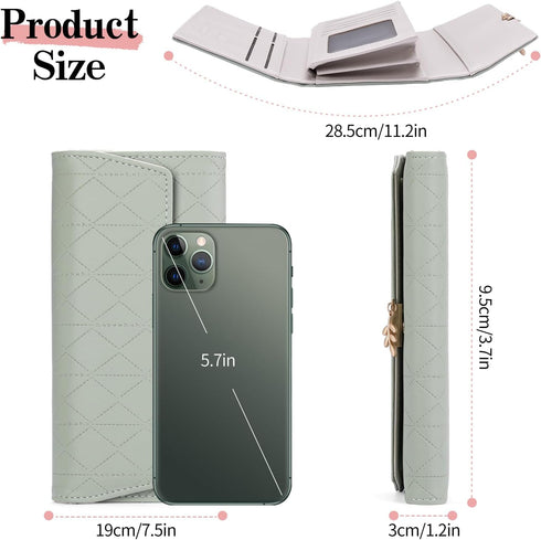 Women Leather Wallet RFID Blocking Credit Card Holder for Women Ladies Wallets Clutch Zipper Coin Pocket,Mint Green...