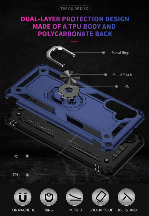 Samsung Galaxy A13 5G Case with HD Screen Protector, Military-Grade Ring Holder Stand Car Mount, Shockproof Cover for Galaxy A13 5G/A04s, Blue...