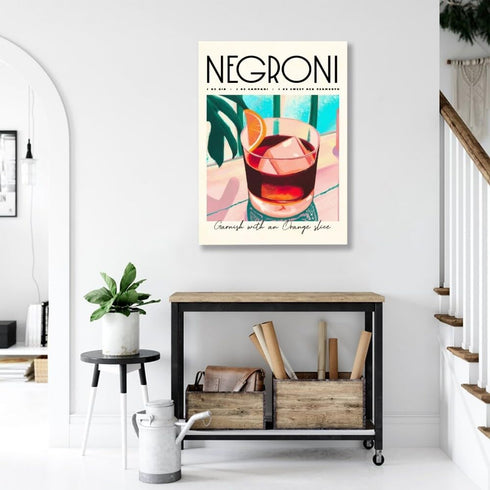 Iconic Negroni cocktail poster MIX & MATCH Bar Cart Decor With cocktail recipes bar pictures wall Art decor Canvas Print Kitchen Club Apartment Ho...