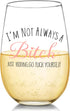 I'm Not Always A B, Just Kidding Funny Wine Glass Gifts for Women, Cute Christmas Birthday Gifts for Women, Girlfriend, Friend, Sister, BFF, Cowor...