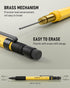 Nicpro 1.3 mm Mechanical Pencil Set with 12 Lead Refill, Eraser - Weatherproof Metal MP2000 Heavy Duty Carpenter Pencil for Outdoor Marking Drafti...