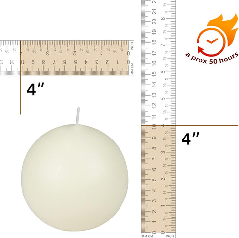 4 Inch Pale Ivory Ball Candles...