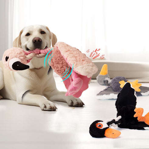 Cute Animal Squeaky Dog Toys for Large and Medium Breed Dogs and Pupplies, Stuffed Dog Chew Toys with Crinkle Paper and Durable Ropes, Soft Tug Pl...