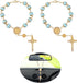 Cobee Car Rosary, 2-Piece Cross Auto Rosary, Rear View Mirror Pendant, Car Hanging Accessories, Interior Decor for Women & Men (Blue Gold)...