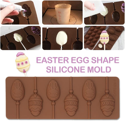 Easter Baking Chocolate Molds,4 Pack Silicone Egg Molds Bunny Duck Resin Biscuit Moulds Ice Candy Gummy Cookie Lollipop Fondant Mould for Kitchen ...