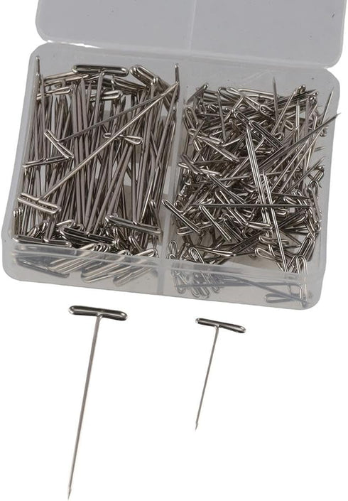 150Pcs T Pins, 1&2 Inch Sewing Pins Long Straight Pins for Foam Head with Box, Stainless Steel Wig Pins for Wigs, T Pins for Knitting Sewing, Quil...