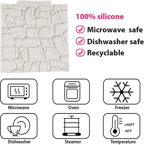 Rock Texture Silicone Lace Mold Brick Wall Texture Fondant Molds Stone Texture Mold for Cake Decoration Cupcake Topper Chocolate Candy Polymer Cla...