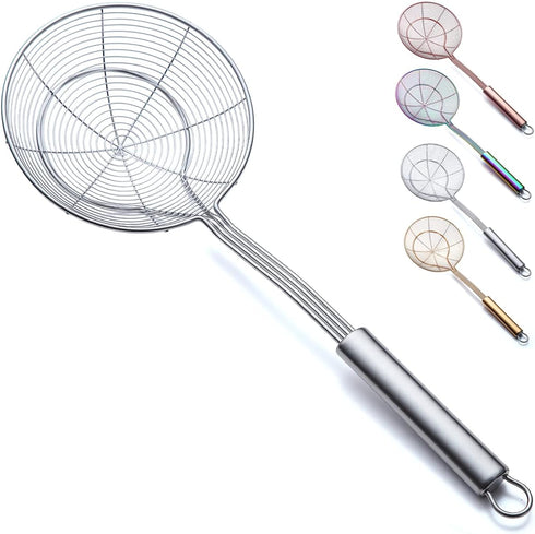 Strainer Spider Skimmers For Kitchen Cooking and Frying Food,Kyraton Stainless Steel Slotted Spoon Pasta Strainers Tomato Food Strainer Skimmer La...