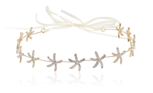 Bienvenu Women's Girl's Starfish Handband Gold Crystal Jewelry Crown Bridal Wedding Hair Accessories,Gold...