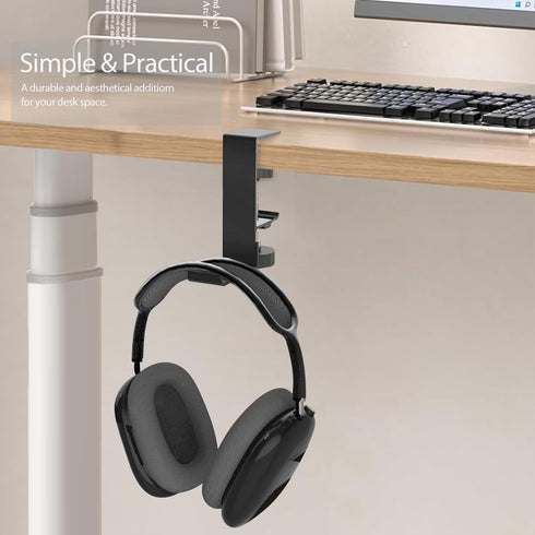 Headphone Stand Hanger Holder,Under Desk Alloy Headset Stand with Universal Fit for Gaming PC Accessories,Under Desk Clamp Hook Mount - Black...