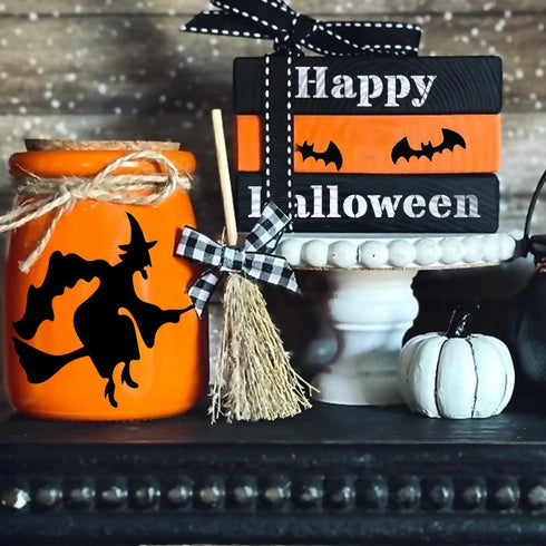 24 Pc Halloween Stencils for Painting on Wood (3x3 inch) - Holiday & Fall Stencils for Crafts Reusable for DIY Ornaments Ghost Decorations – Small...