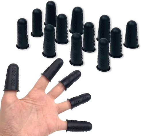12 Pcs Black Silicone Hot Glue Gun Finger Caps, Anti-Slip and Reusable Silicone Thumb Protectors, Finger Guard Protectors for Hot Glue, Wax, Resin...