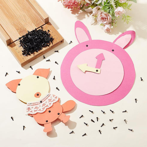PH PandaHall 1000pcs Mini Brads Fasteners Black Metal Paper Fasteners Iron Scrapbooking Brads Pastel Brads for Paper Crafts School Project Decorat...