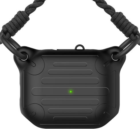 Waterproof case for AirPods pro, AirPods Pro 2nd Generation Case.Anti-Lost, Wireless Charging,Lanyard and Carabiner Include (Black)...