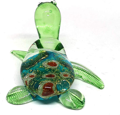 ZOOCRAFT Sea Turtle Hand Blown Glass Figurine Collectible Aquarium Miniature Home Garden Decor Personalized Gift...