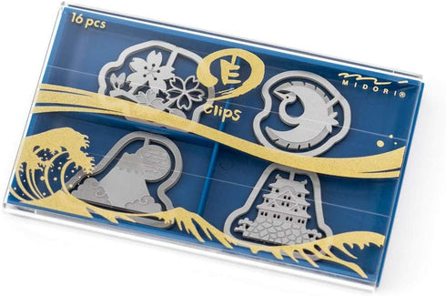 Etched Clips Japanese Symbol Pattern Made in Japan Paper Clip...