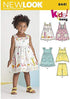 NEW LOOK Patterns Toddlers' Easy Dresses, Top and Cropped Pants Size A (1/2-1-2-3-4) 6441...