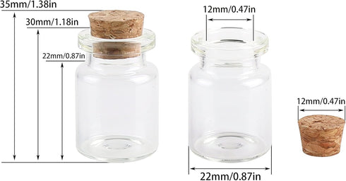 MaxMau 100 Count Small Glass Bottles with Corks,5ml Tiny Vials Clear Mini Jars Wooden Stopper for Art Crafts Storage Party Decoration Wedding Favo...