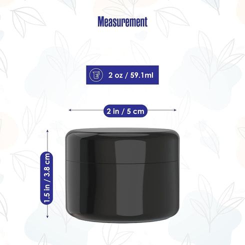 Houseables Black Cosmetic Jars, Small Containers with Lids, Plastic, 2 Fl Oz, 160 ML, 24 Pack, TSA Approved Container for Lotion, Salve, Body Butt...