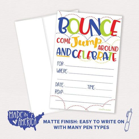 Bounce House or Jumping Party Invitations (20 Count) With Envelopes...