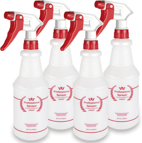 Plastic Spray Bottle (4 Pack, 24 Oz, All-Purpose) Heavy Duty Spraying Bottles Leak Proof Mist Empty Water Bottle for Cleaning Solution Planting Pe...