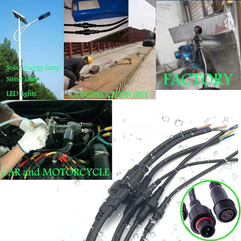 2Pin Waterproof Connector,2 Wire Male Female Plug LED Connector,with 12AWG IP68 25CM Extension Cable, for Car, Boat,Truck,Indoor/Outdoor LED Strip...