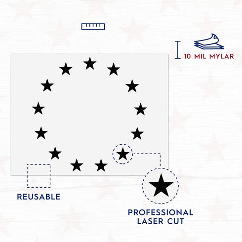 Betsy Ross Stars Stencil Template for American Flag US Star Pattern Memorial Day Stencil for President's Day Decorations Painting on Wood Walls Ar...