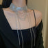 Missgrace Rhinestones Tassels Long Choker Necklaces Dainty Silver Luxurious Necklace Adjustable Rhinestones Pendant Necklaces Dainty Necklaces for...