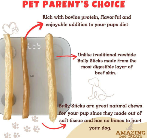 Amazing Dog Treats - Large Collagen Stick - (12 Inch - 4 Count) - Collagen Beef Cheek Rolls for Dogs - 100% Pure Collagen Sticks for Dogs - No Hid...