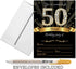 50th Birthday Party Invitations 5x7 Black & Gold Cards with Envelopes and Gold Metallic Pen (Pack of 25)...