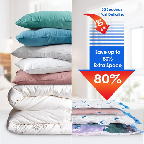Vacuum Storage Bags, 5 Pack Medium Size (27.5"x17.6") Reusable Vacuum Compression Space Saving Bag for Clothes, Blankets, Duvets, Pillows, Comfort...