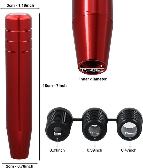 Long Shift Knob Weighted Aluminum Alloy Polished Metal Driving Handle Stick Gear Shifter Knobs Transmission Lever 7 inch Fit Most Cars Trucks SUV ...