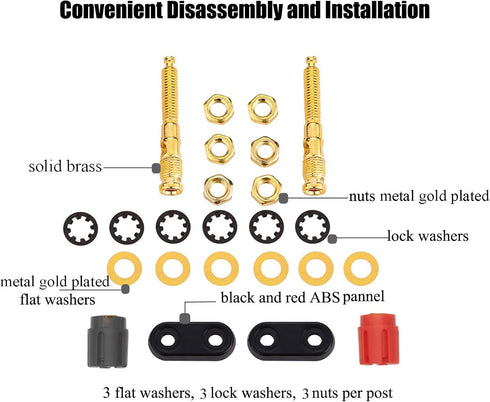 4Pcs Banana Jack Plugs Brass Long Threaded Binding Post Speaker Connectors Terminal 2 Way Dual 4mm Banana Plug Female Sockets for Speakers or Ampl...