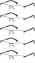 EYECEDAR 5-Pack Reading Glasses for Men Metal Half Frame Rectangular Style Spring Hinges Eyeglasses Mens Readers 1.50...