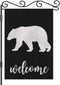 AOYEGO Bear Welcome Garden Yard Flag 12.5"x 18" Double Sided Polyester Black Background Bear House Flag Banners for Patio Lawn Outdoor Home Decor...