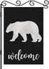 AOYEGO Bear Welcome Garden Yard Flag 12.5"x 18" Double Sided Polyester Black Background Bear House Flag Banners for Patio Lawn Outdoor Home Decor...