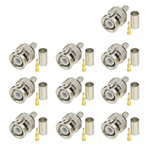 Eightwood 10pcs 50 Ohm BNC Crimp Male Connector for RG58 RG142 LMR195 Cable...