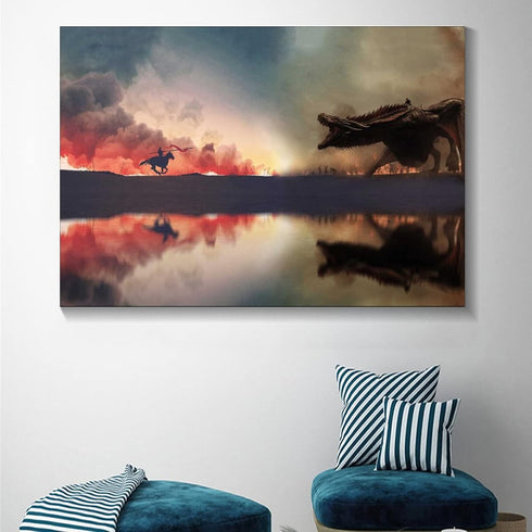 Daenerys Targaryen, Dragon, Jaime Lannister Canvas Art Poster And Wall Art Picture Print Modern Family Bedroom Decor Posters 16x24inch(40x60cm)...
