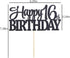 PALASASA Black Glitter Happy 16th Birthday cake topper - 16 Anniversary Party Decoration (16th)...
