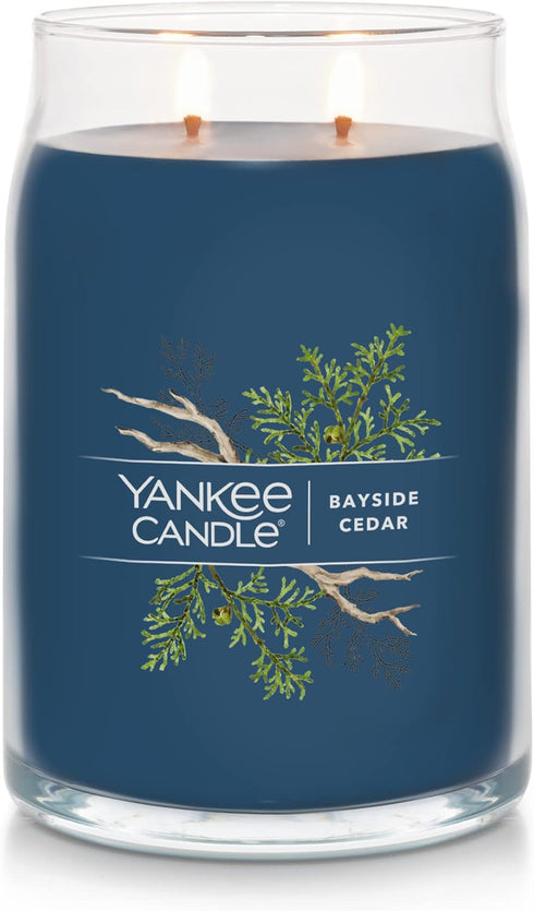 Yankee Candle Bayside Cedar Scented, Signature 20oz Large Jar 2-Wick Candle, Over 60 Hours of Burn Time...
