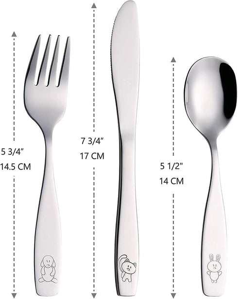 ANNOVA Children's Flatware 6 Pieces Set - Stainless Steel Cutlery/Silverware 2 x Safe Forks, 2 x Dinner Knife, 2 x Dinner Spoon - Safe Kids Toddle...