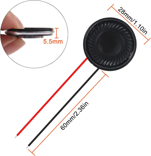 6Pcs 8 Ohm 2W Speaker 8ohm Round 28mm Loud Speakers Compatible with Small Loudspeaker Audio MP3 MP4 Player Speaker...