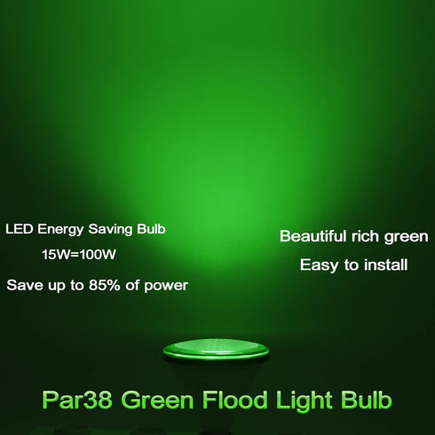 Par38 Green Light Bulb - 15W (100Watt Equivalent) - E26 Green Flood Lights 2 Pack, Party Decoration, Porch, Home Lighting, Holiday Lighting, Hallo...
