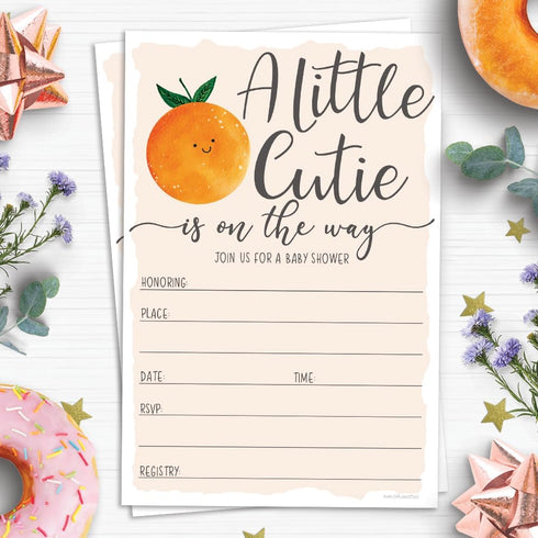 Little Cutie Baby Shower Invitations (20 Count) With Envelopes - Gender Neutral or Girl Baby Shower...