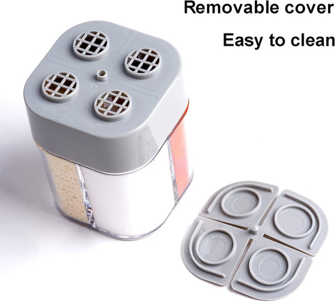 2 Pack 4 in 1 Spice Container Salt and Pepper Shaker Transparent Seasoning Shaker Can Filter Lumps Spice Jars for Home Restaurant Camping Travel C...