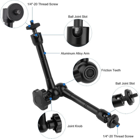 Magnetic Camera Mount for GoPro Hero/Insta 360 / DJI OSMO/AKASO Action Camera,3.46 inch Diam Magnetic Rubber Coating Base,10 inch Length Adjustabl...